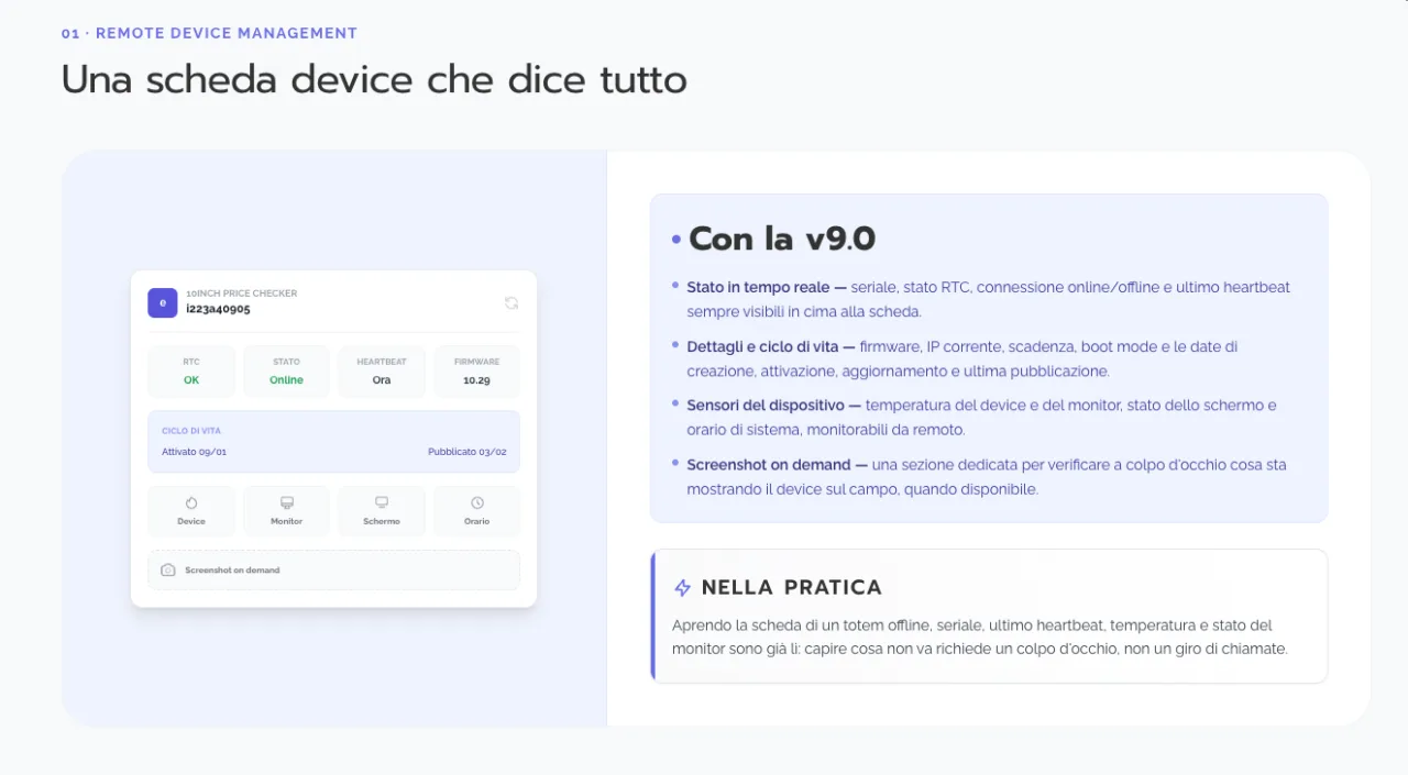 Panoramica della gestione remota dei dispositivi nella release Voome 9.0
